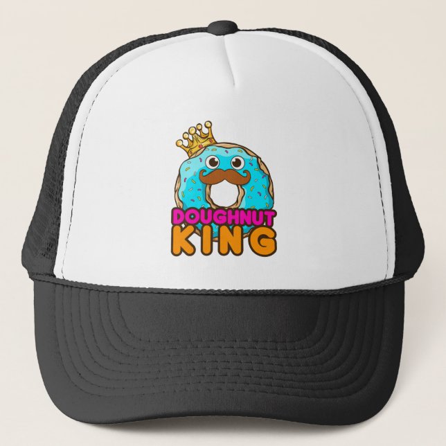 Doughnut King Doughnut Lover Men Boys Trucker Hat (Front)