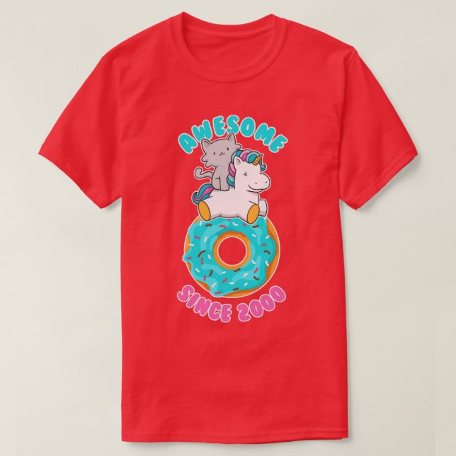 Doughnut Kitten Unicorn Awesome since 2000 T-Shirt (Design Front)