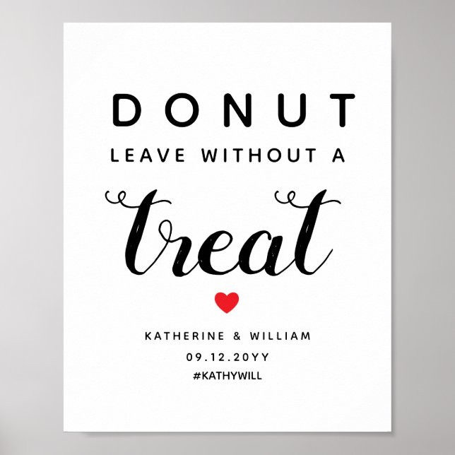 Doughnut Leave Without a Treat Wedding Favour Sign (Front)