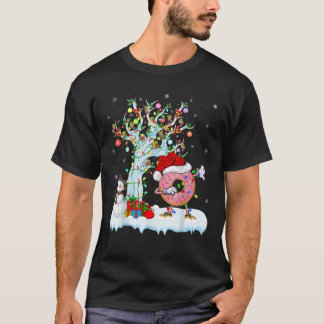 Doughnut Lights Xmas Tree Funny Dabbing Doughnut C T-Shirt