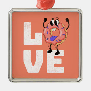 Doughnut love metal ornament