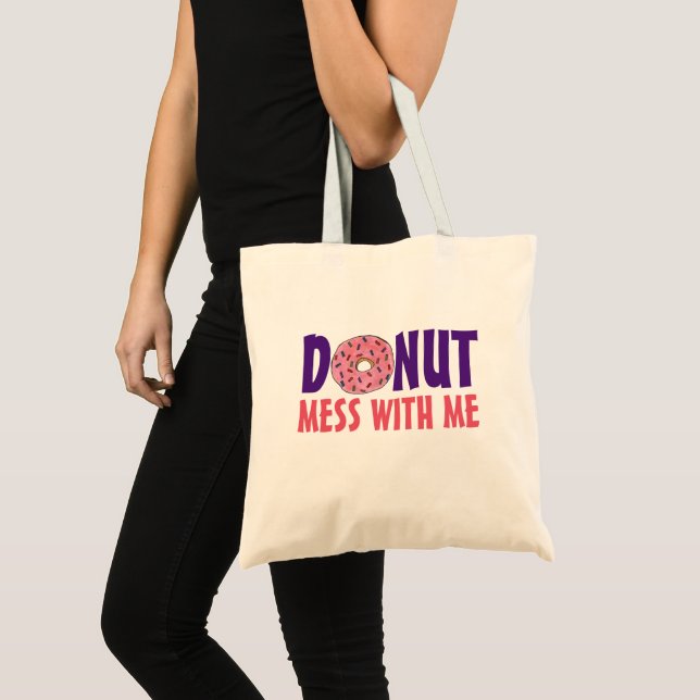 Doughnut Mess With Me Strawberry Doughnut Foodie Tote Bag (Front (Product))