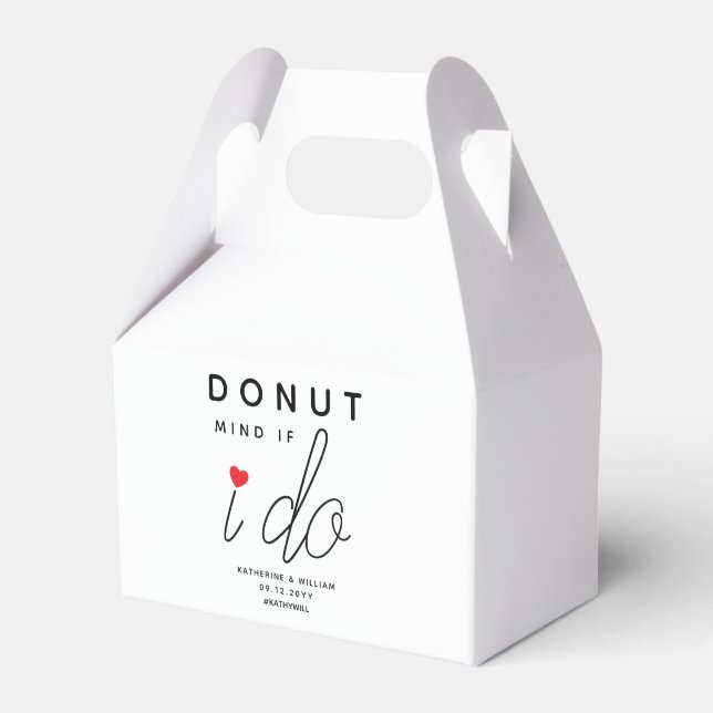 Doughnut Mind If I Do Red Heart Wedding Favour Box (Front Side)