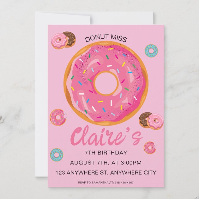 Doughnut Miss Birthday Party Invitation (Front)
