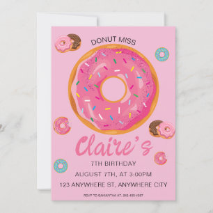 Doughnut Miss Birthday Party Invitation
