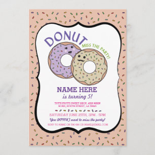Doughnut Miss The Party Birthday Invite Doughnut