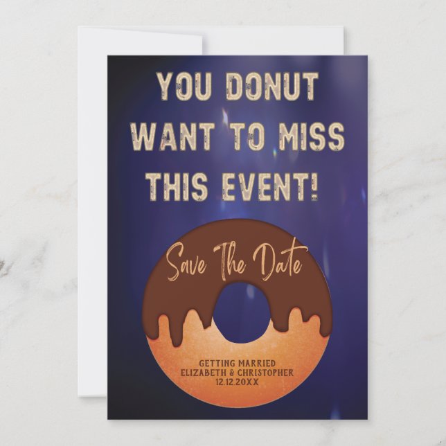 Doughnut Miss This Event Neon Wedding Save The Dat Invitation (Front)