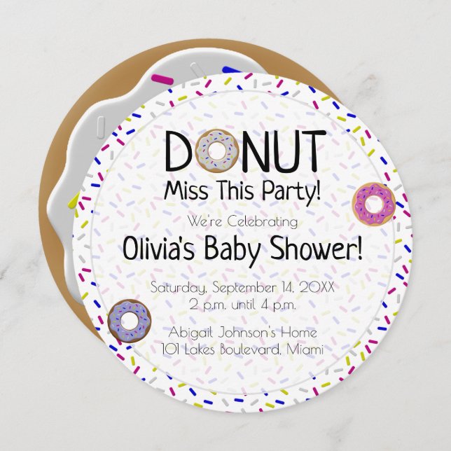 Doughnut Miss This Party Gender Neutral Baby Showe Invitation (Front/Back)