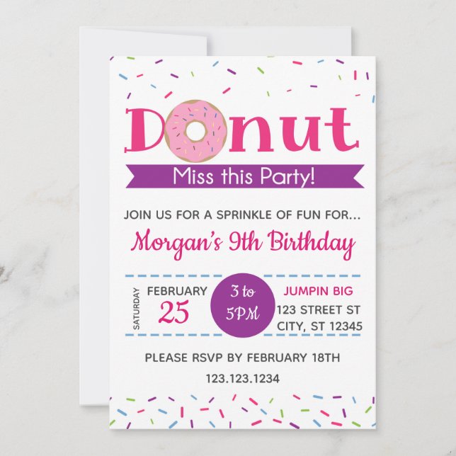 Doughnut Miss This Party, Invitation (Front)
