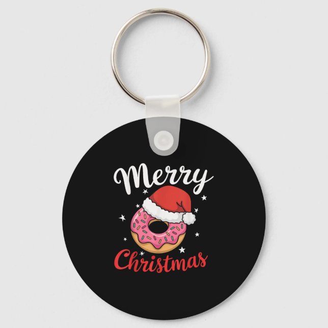 Doughnut Pajama Xmas Santa Doughnuts Christmas Kid Key Ring (Front)