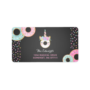 Doughnut Party Address Labels Doughnut & Unicorn