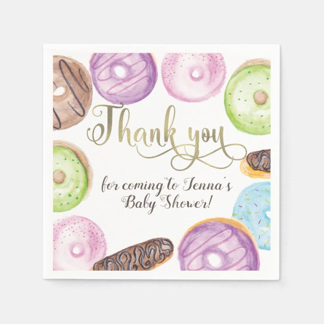 Doughnut Party Baby Shower Birthday Baby Reveal Napkin (Front)