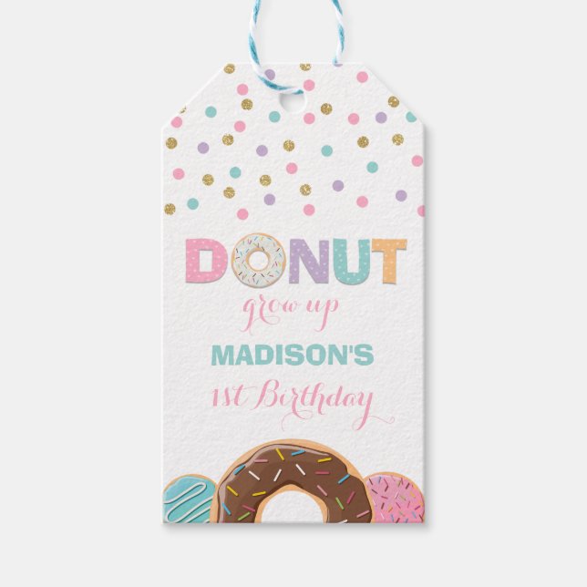 Doughnut Party Favour Thank You Tag Doughnut Grow  (Front)