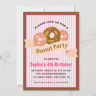 Doughnut Party for Child's Birthday Invitation