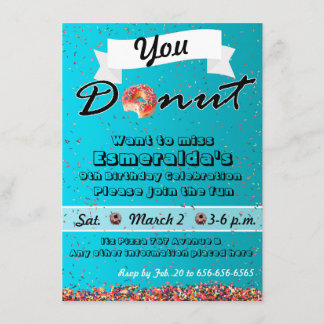 Doughnut Party Invitation, Doughnut Birthday Invit Invitation