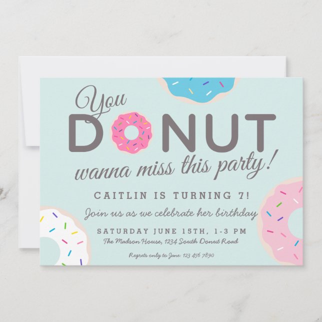 Doughnut Party Invitations | Doughnut Birthday Par (Front)