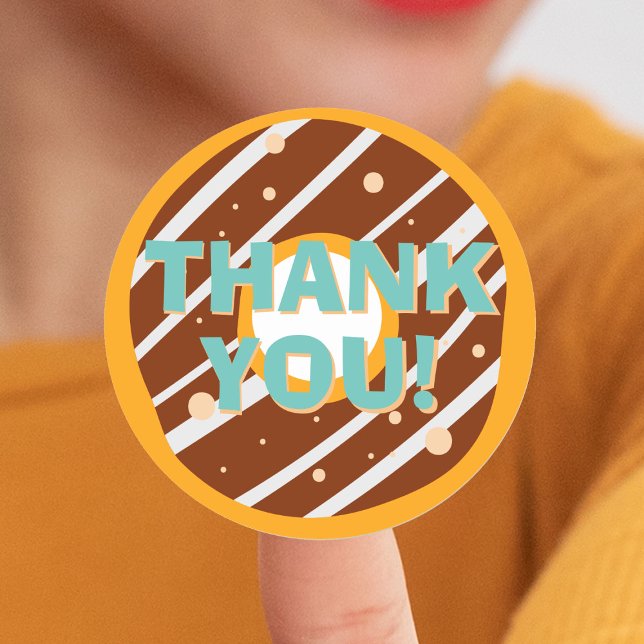 Doughnut Party Kids Birthday Thank You Classic Round Sticker (Donut Party Kids Birthday Thank You Classic Round Sticker
)