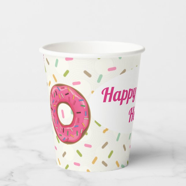 Doughnut Party Personalised  Paper Cups (Front)