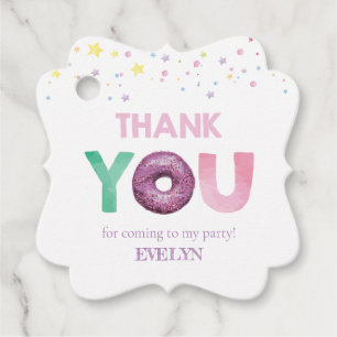 Doughnut Party Personalised Thank you Favour Tags