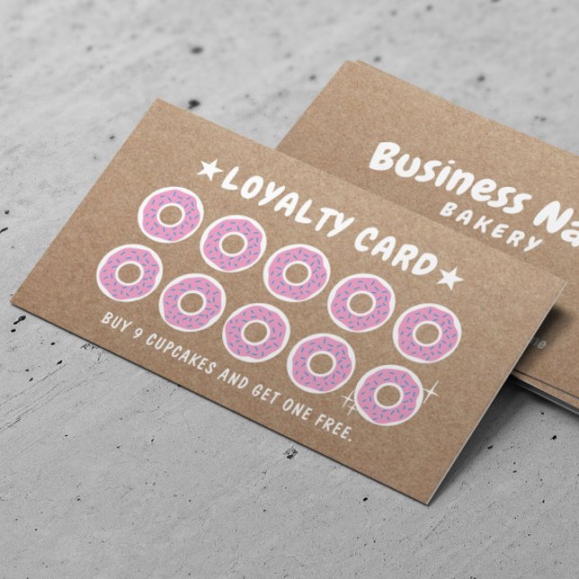 Doughnut Pastry Bakery Kraft Loyalty Reward Card (Creator Uploaded)
