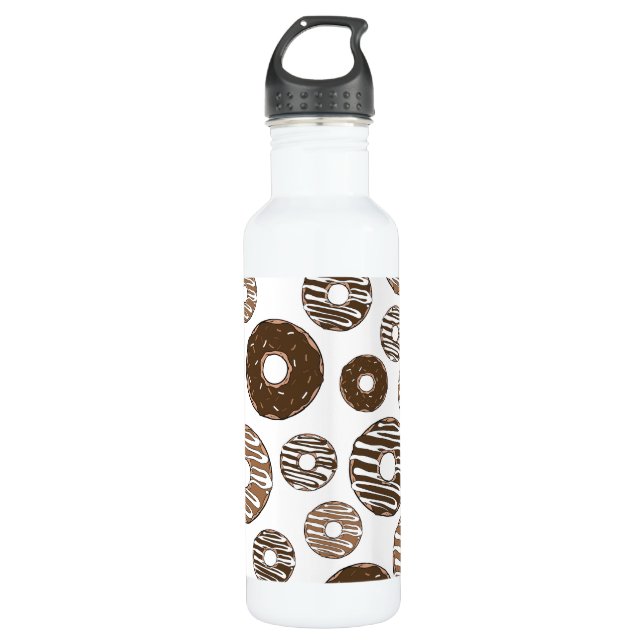 Doughnut Pattern, Chocolate Doughnuts, Caramel Dou 710 Ml Water Bottle (Front)