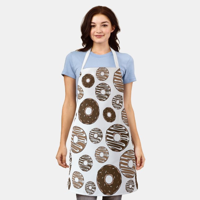 Doughnut Pattern, Chocolate Doughnuts, Caramel Dou Apron (Worn)
