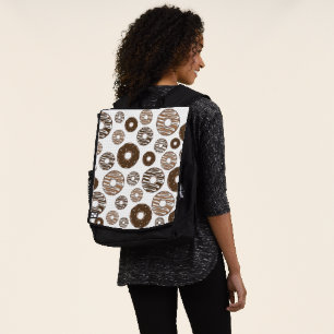 Doughnut Pattern, Chocolate Doughnuts, Caramel Dou Backpack