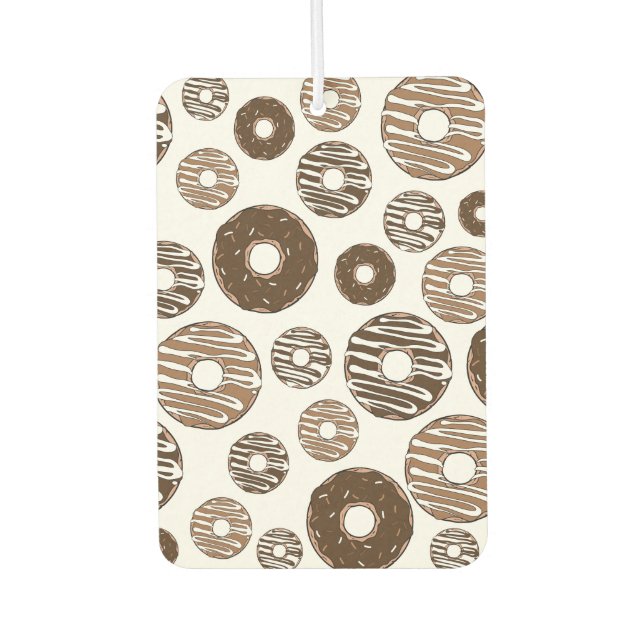 Doughnut Pattern, Chocolate Doughnuts, Caramel Dou Car Air Freshener (Front)