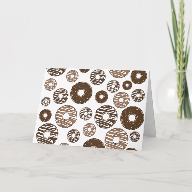 Doughnut Pattern, Chocolate Doughnuts, Caramel Dou Card (Front)