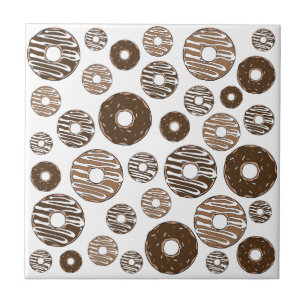 Doughnut Pattern, Chocolate Doughnuts, Caramel Dou Ceramic Tile