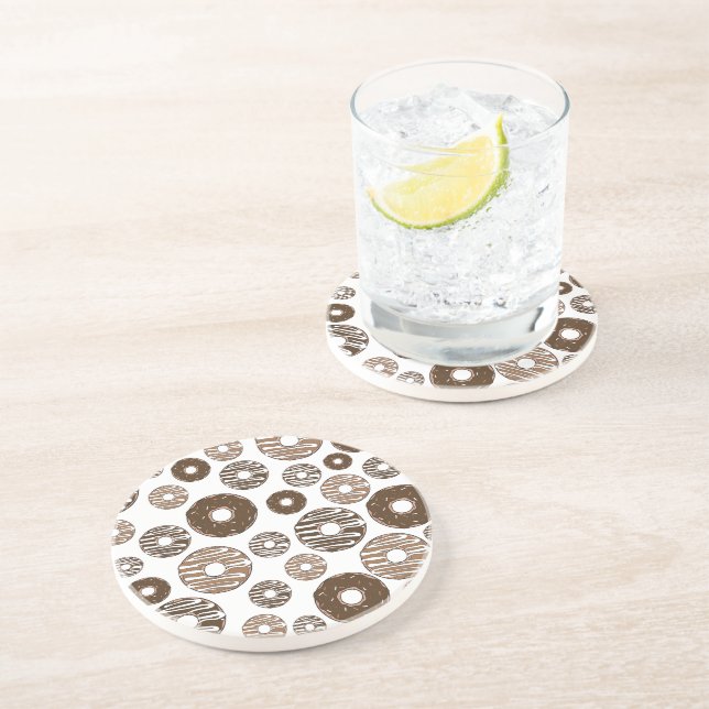 Doughnut Pattern, Chocolate Doughnuts, Caramel Dou Coaster (Side)