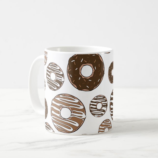 Doughnut Pattern, Chocolate Doughnuts, Caramel Dou Coffee Mug (Front Left)