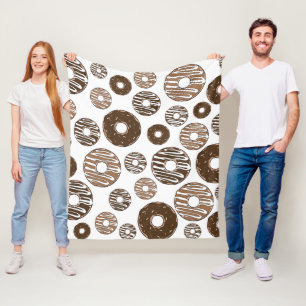 Doughnut Pattern, Chocolate Doughnuts, Caramel Dou Fleece Blanket