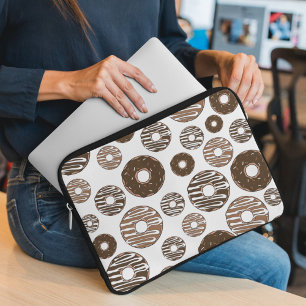 Doughnut Pattern, Chocolate Doughnuts, Caramel Dou Laptop Sleeve