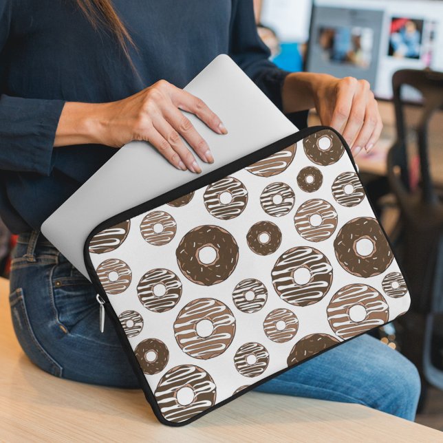 Doughnut Pattern, Chocolate Doughnuts, Caramel Dou Laptop Sleeve (Creator Uploaded)