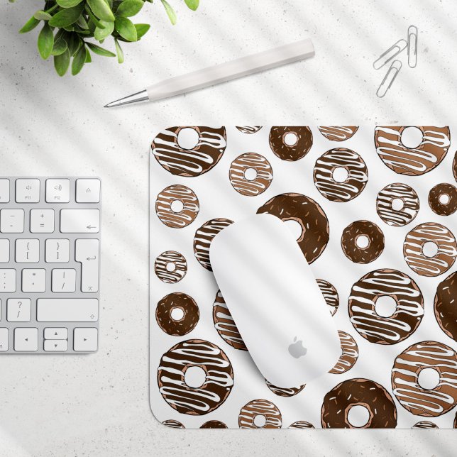 Doughnut Pattern, Chocolate Doughnuts, Caramel Dou Mouse Pad (Creator Uploaded)