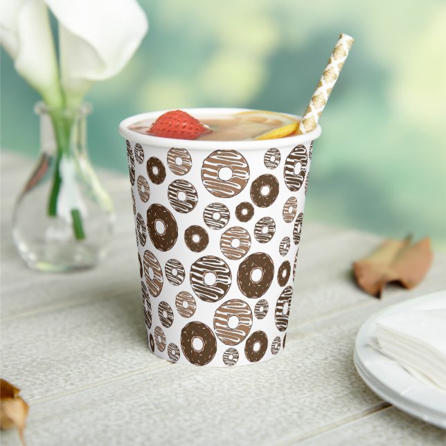 Doughnut Pattern, Chocolate Doughnuts, Caramel Dou Paper Cups (Insitu)