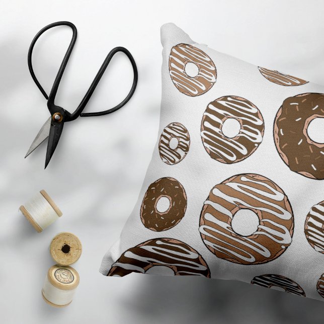 Doughnut Pattern, Chocolate Doughnuts, Caramel Dou Pillowcase (Creator Uploaded)