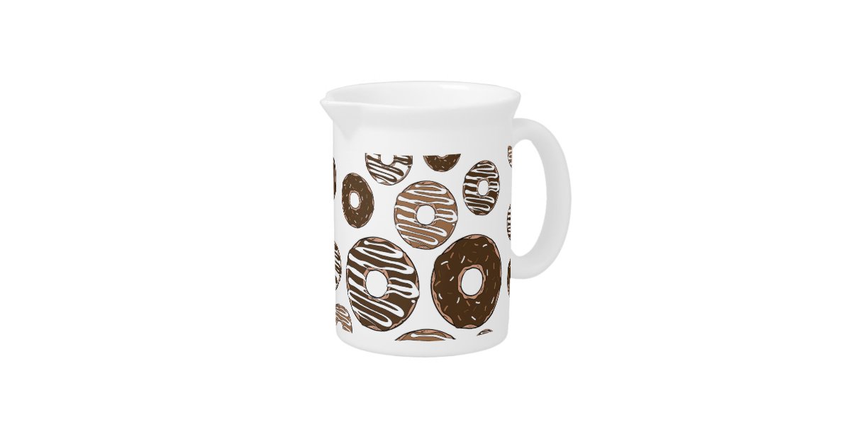 Doughnut Pattern, Chocolate Doughnuts, Caramel Dou Pitcher | Zazzle
