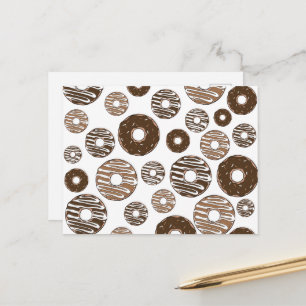 Doughnut Pattern, Chocolate Doughnuts, Caramel Dou Postcard