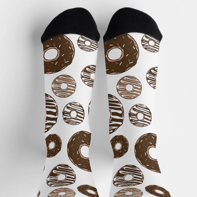 Doughnut Pattern, Chocolate Doughnuts, Caramel Dou Socks (Top)