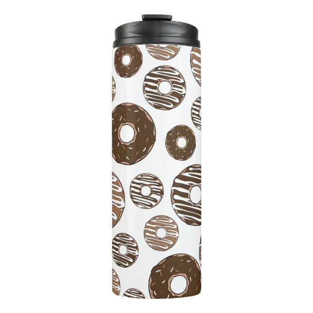 Doughnut Pattern, Chocolate Doughnuts, Caramel Dou Thermal Tumbler (Front)