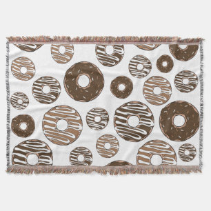 Doughnut Pattern, Chocolate Doughnuts, Caramel Dou Throw Blanket