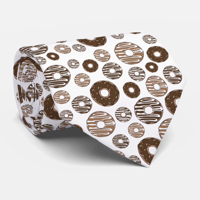 Doughnut Pattern, Chocolate Doughnuts, Caramel Dou Tie (Rolled)