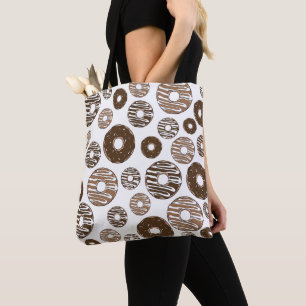 Doughnut Pattern, Chocolate Doughnuts, Caramel Dou Tote Bag