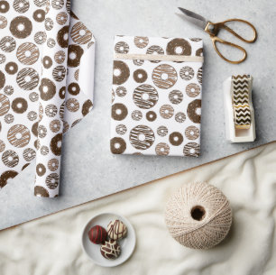 Doughnut Pattern, Chocolate Doughnuts, Caramel Dou Wrapping Paper