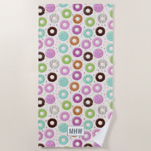 Doughnut Pattern custom monogram beach towel