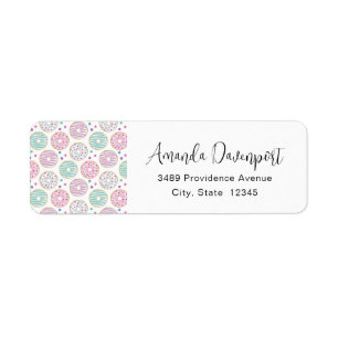 Doughnut Pattern Cute Colourful Address Return Address Label