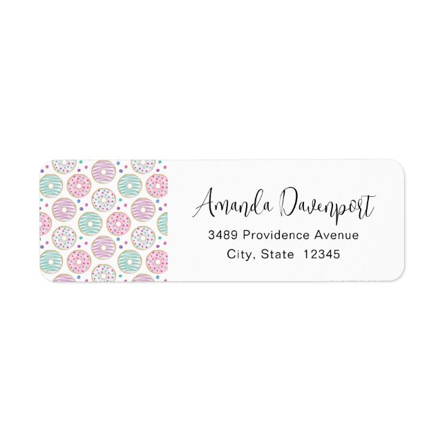 Doughnut Pattern Cute Colourful Address Return Address Label (Front)
