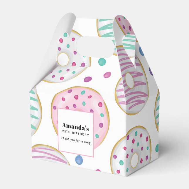 Doughnut Pattern Cute Colourful Birthday Favour Box (Front Side)